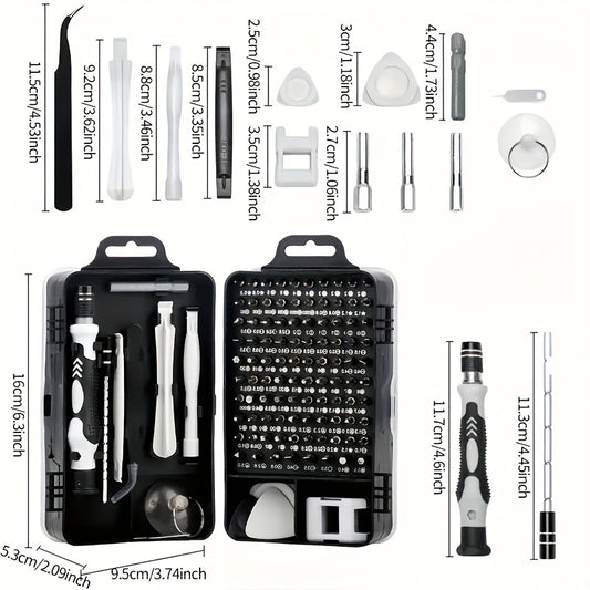 115pcs/set Precision Screwdriver Repair Tool Kit For Cell Phone Car, Multi-functional Electronic Screwdriver Set, Watch Mobile Phone Disassembly Repair Screwdriver Tools (Black)
